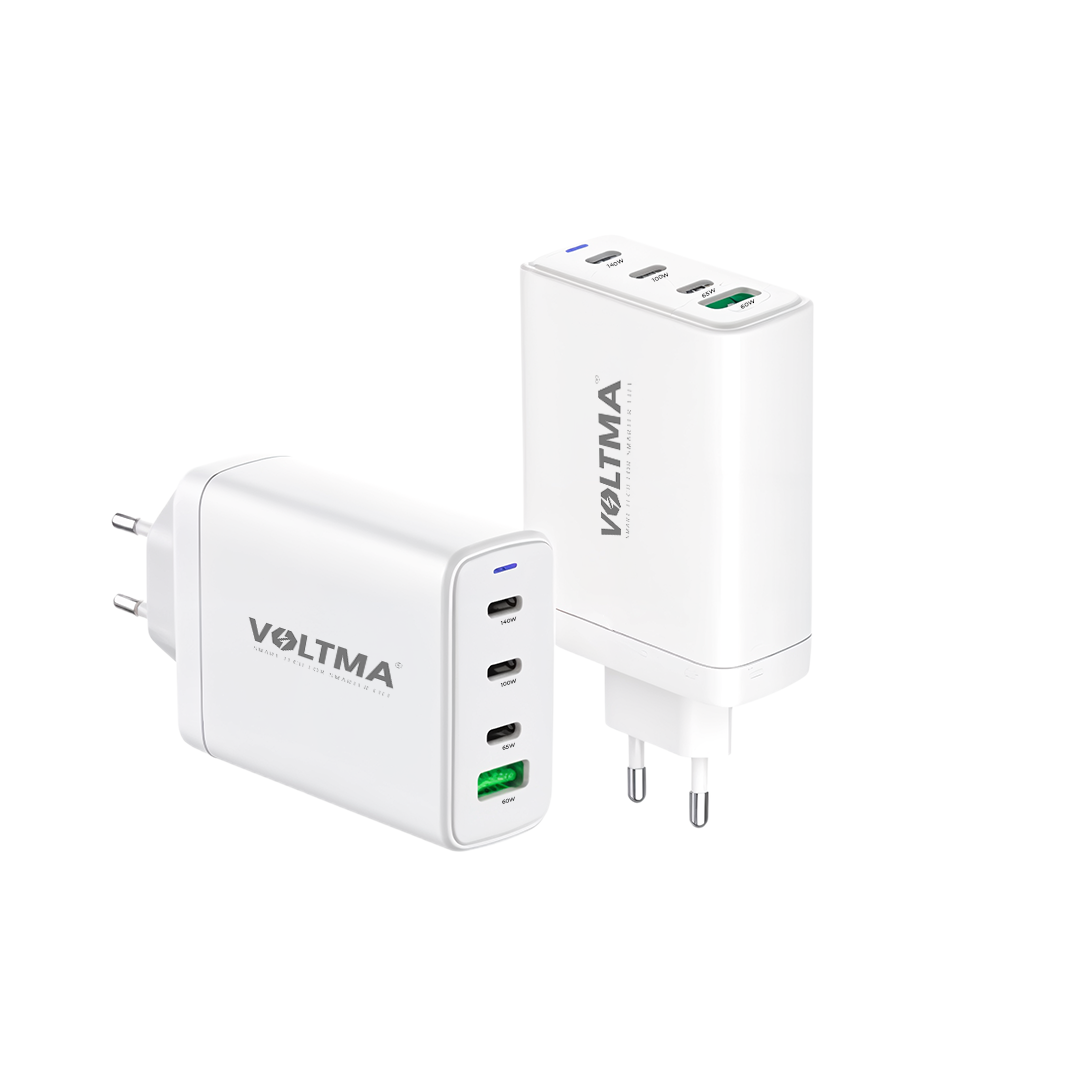 Cargador rápido Voltma GaN de 150 W, 3 USB-C + 1 USB-A