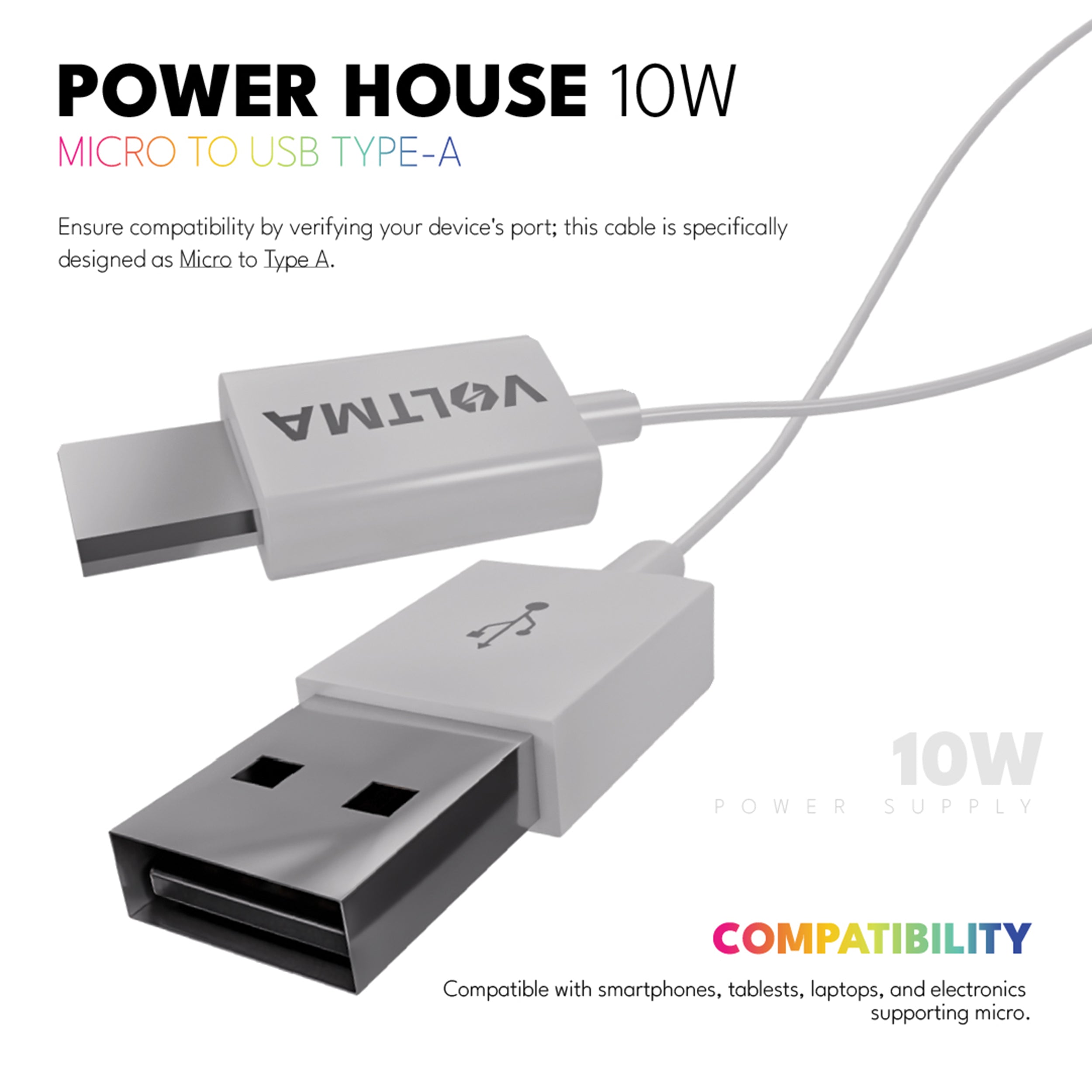 Voltma PHS10UM Cable de Silicona USB A a Lightning, 10 W