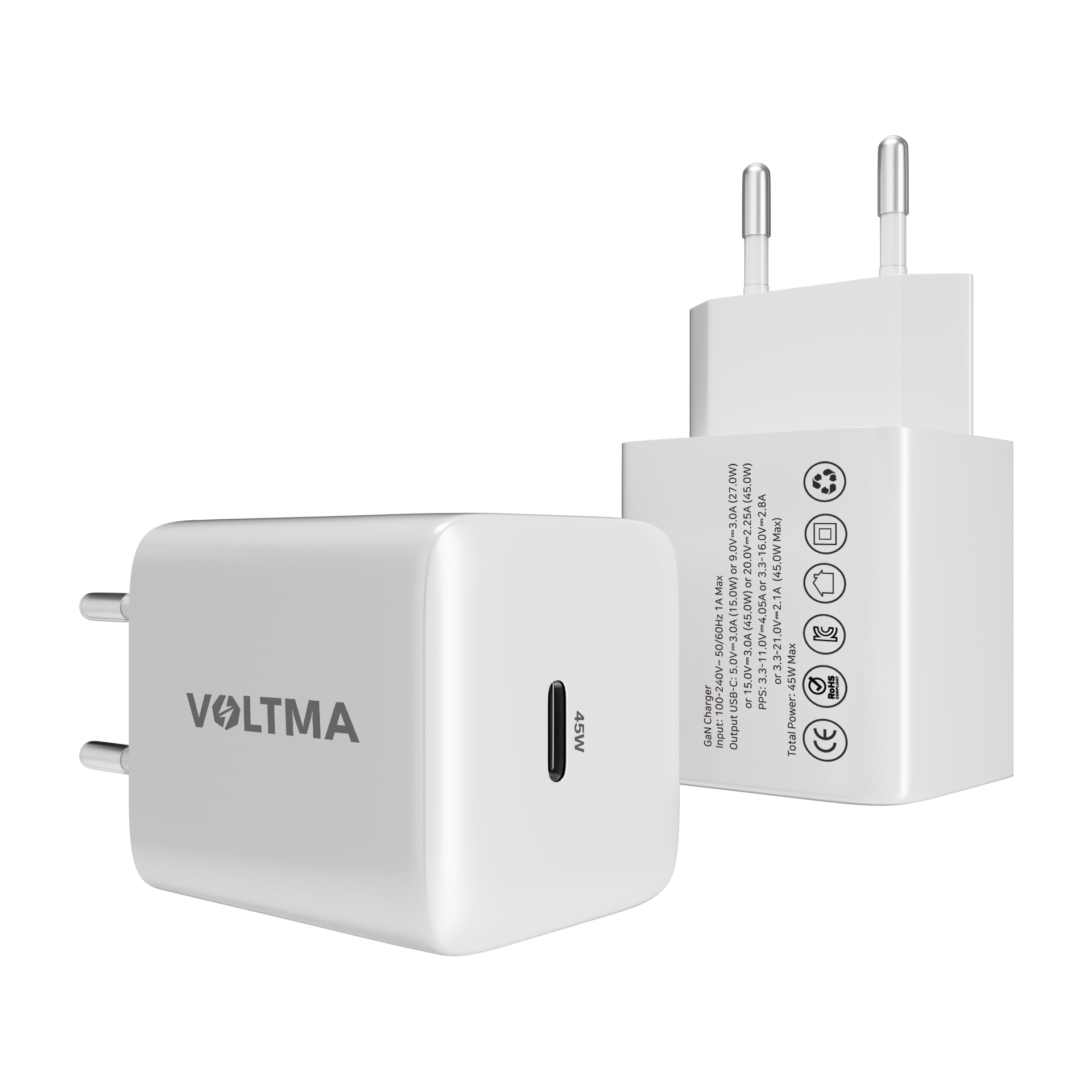 VOLTMA Cargador Rápido de 45W, USB Tipo-C