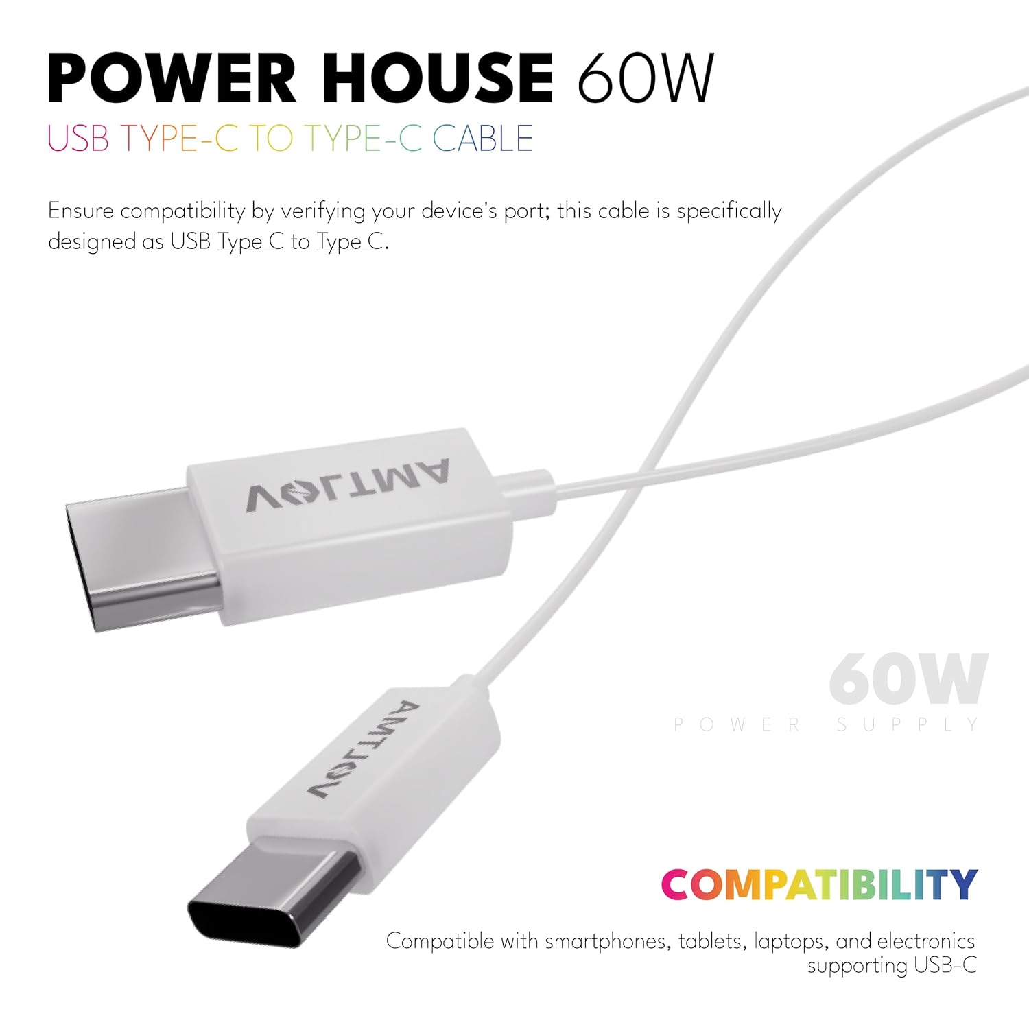 Cable de Carga USB C a USB C Voltma, 60W
