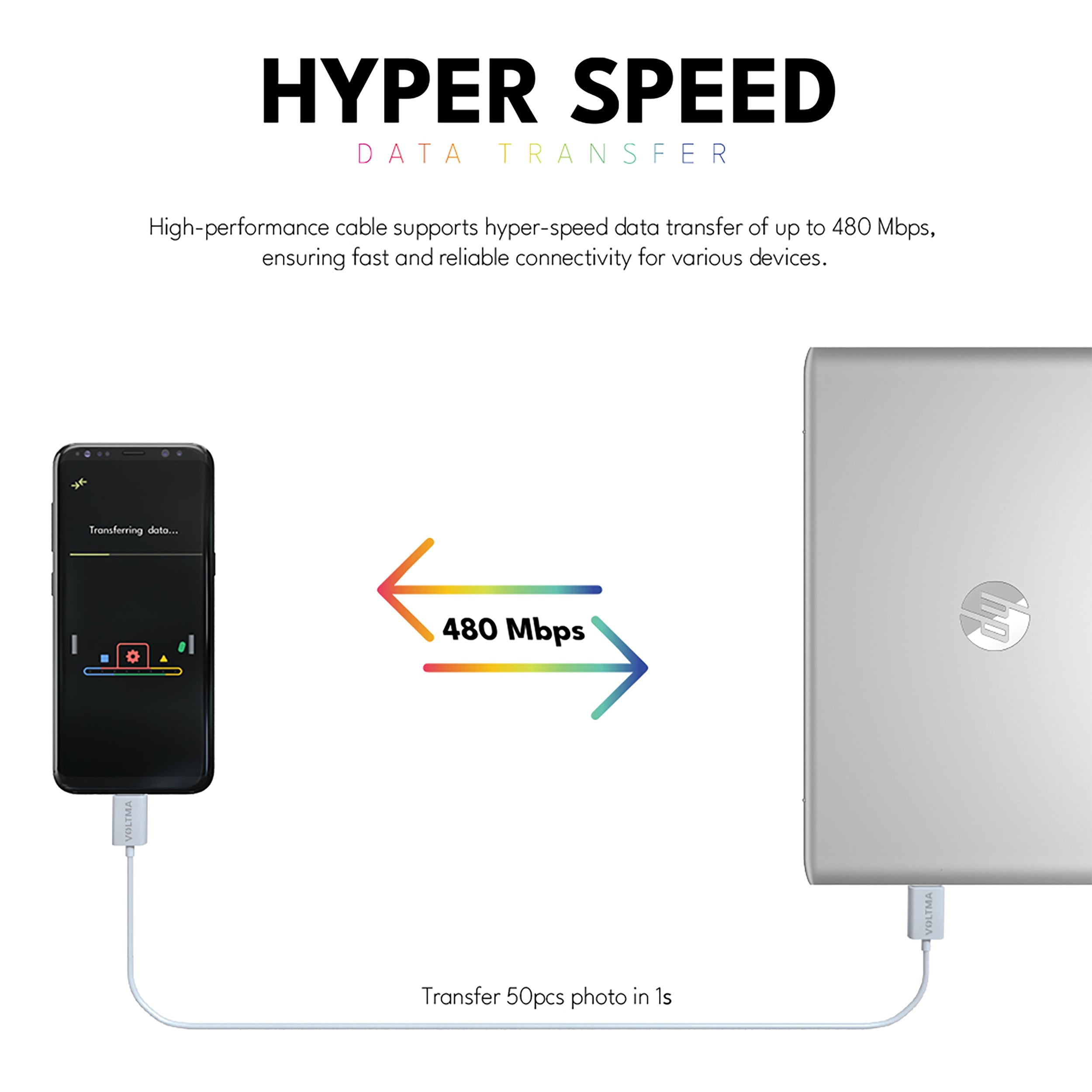 Voltma PHS10UM Cable de Silicona USB A a Lightning, 10 W