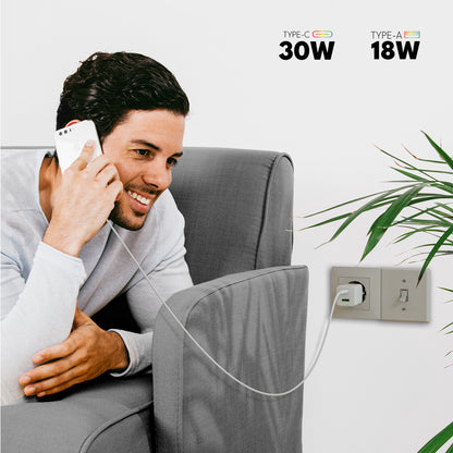 VOLTMA Cargador Rápido de 30W, USB Tipo-C y USB Tipo-A
