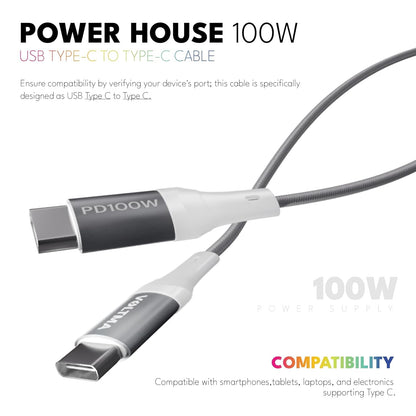 Cable de carga Voltma Premium USB C a USB C de 100 watts.