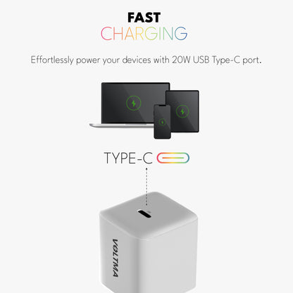 VOLTMA Cargador USB Tipo-C, 20W - Tecnología GAN