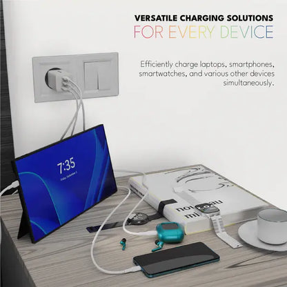 Cargador rápido Voltma GaN de 150 W, 3 USB-C + 1 USB-A