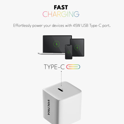 VOLTMA Cargador Rápido de 45W, USB Tipo-C