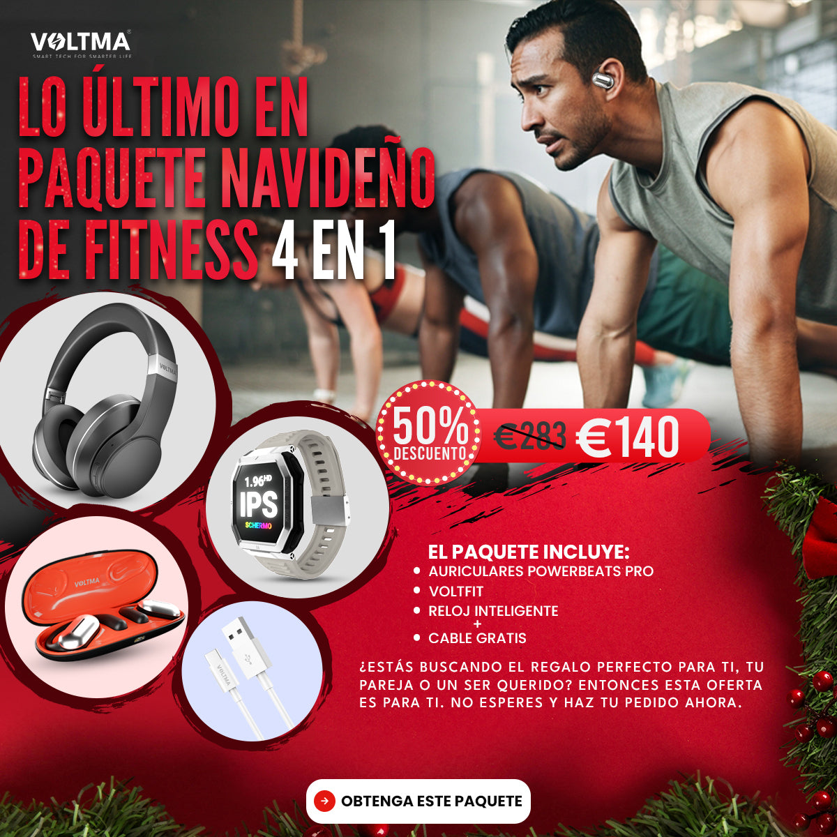 Paquete De Fitness Navideño 4 En 1