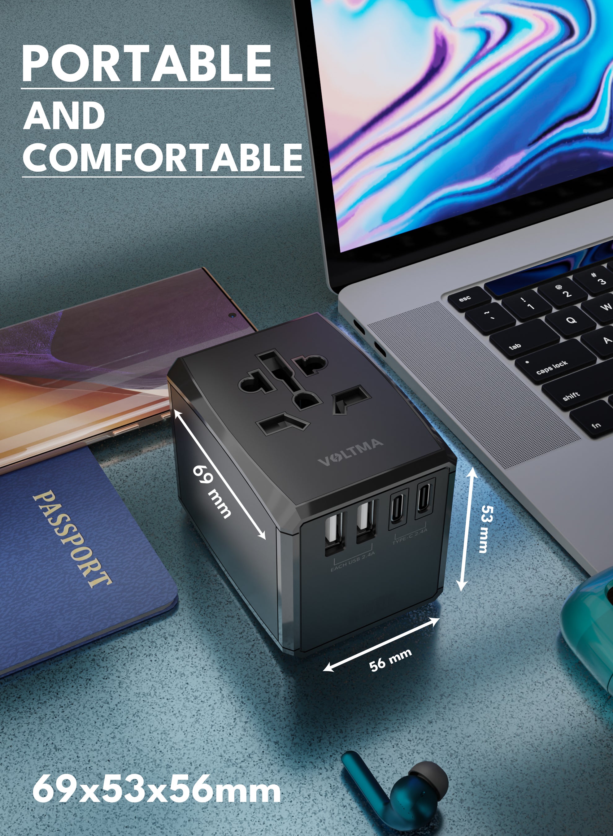 VOLTMA Cargador Universal 45W - 3 Puertos USB-C