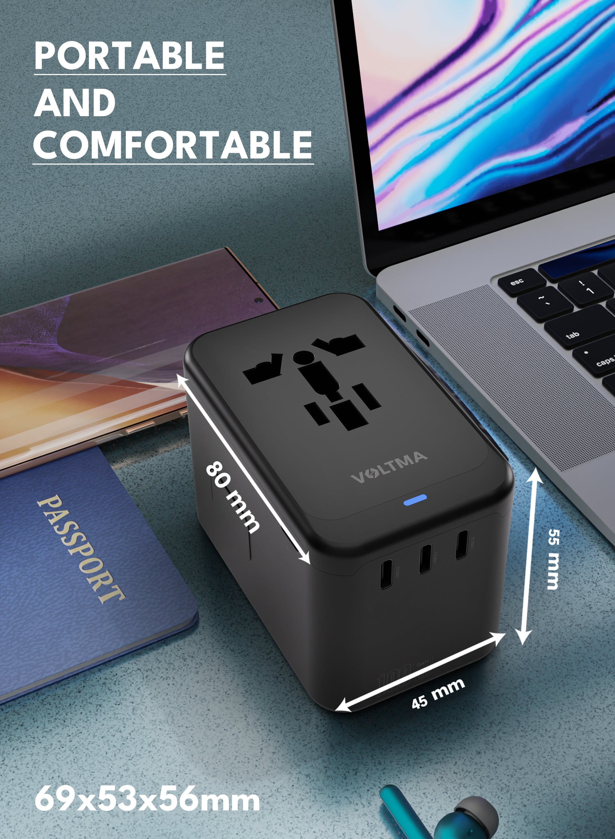 VOLTMA Cargador Universal 100W - 4 Puertos USB-C